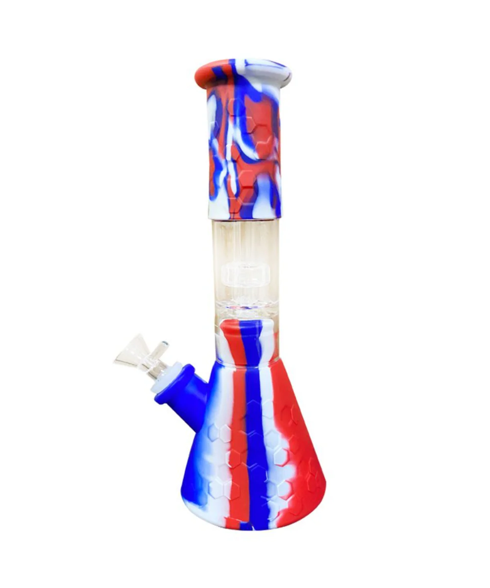 11" Silicone Beaker Bong With Glass Showerhead Perc - Image 2