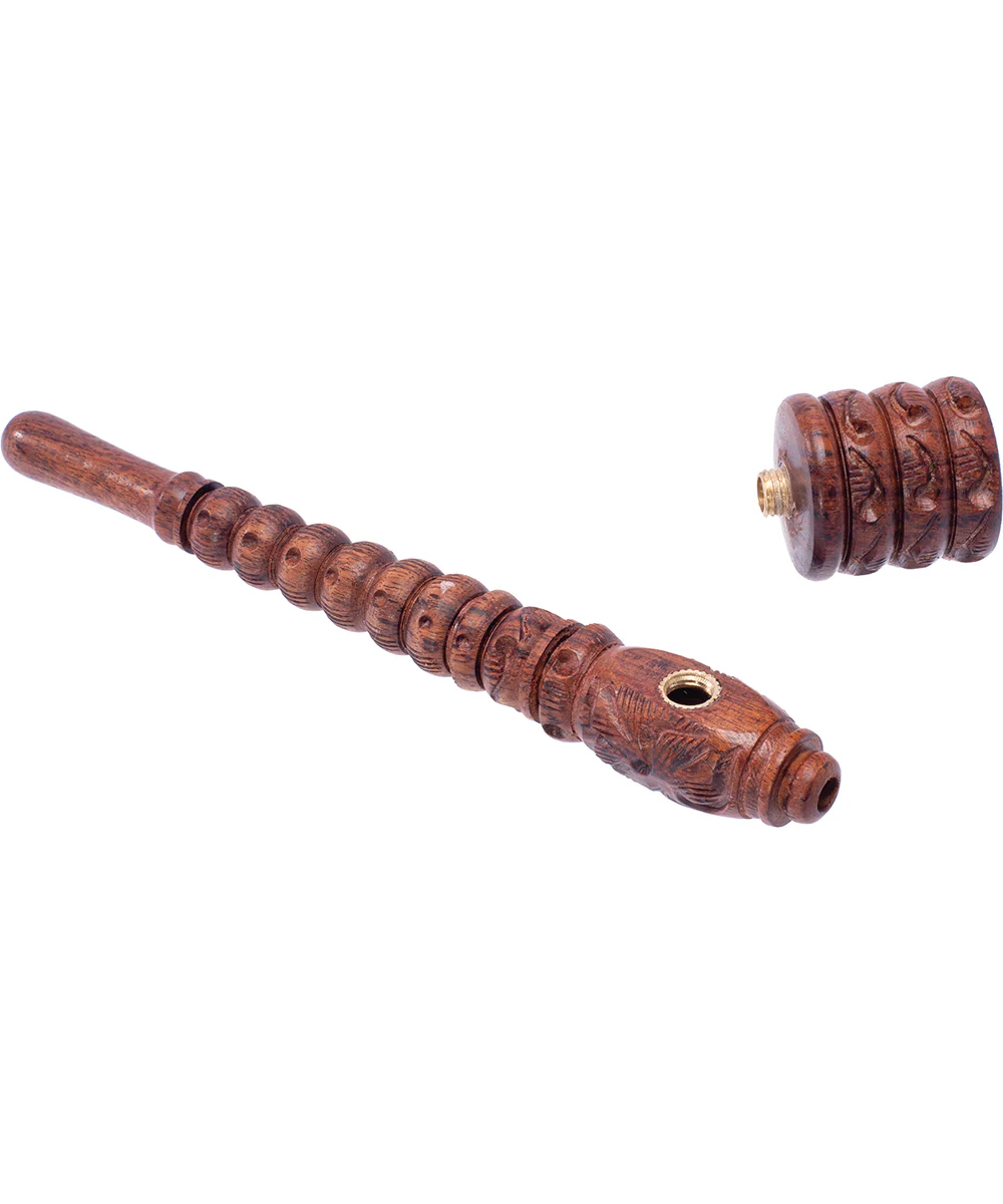 6" Carved Wooden Pipe - Image 2