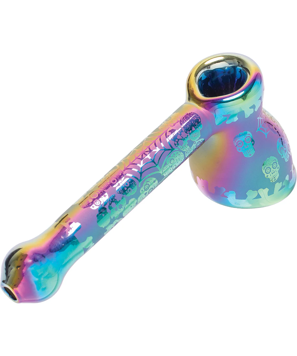 6" Electroplated Sugar Skull Bubbler - Image 2