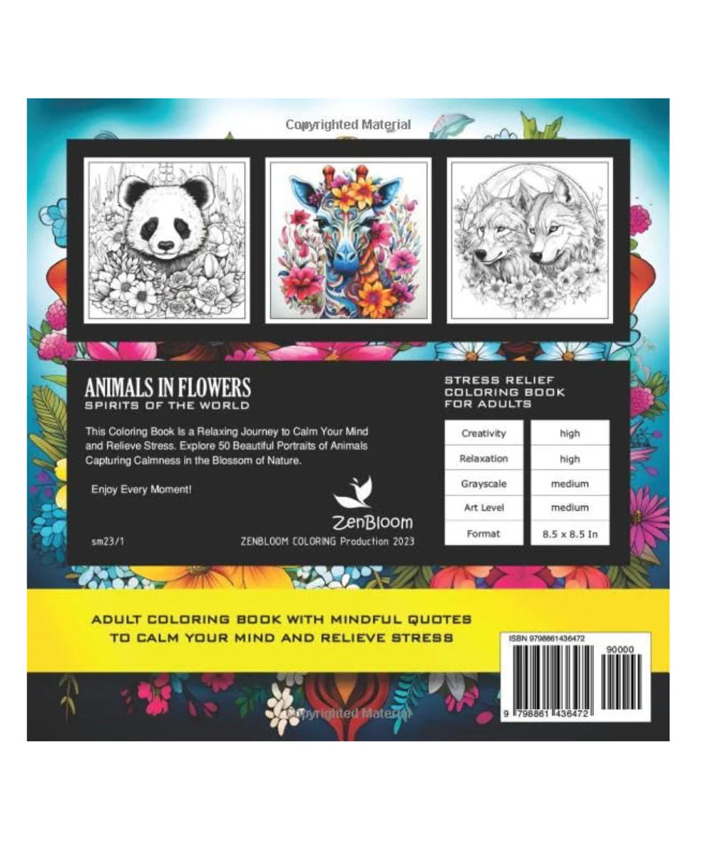 Animals In Flowers Colouring Book - Image 2