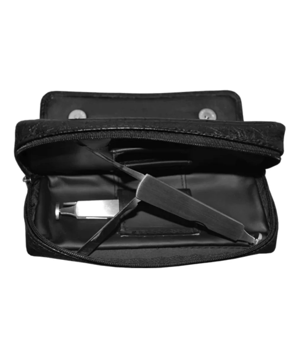 Black Leather Tobacco Pouch With Pipe Tool - Image 2