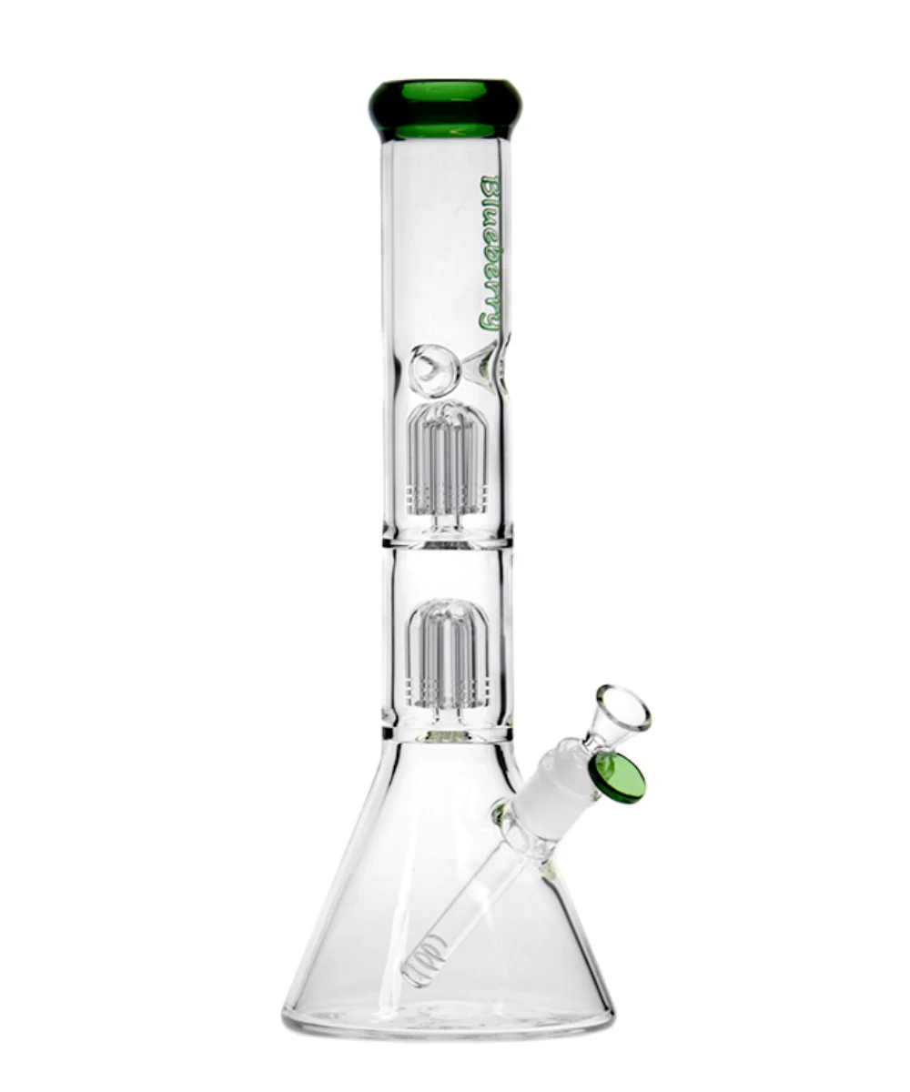 Blueberry 15" Double Tree Perc Glass Bong - Image 2