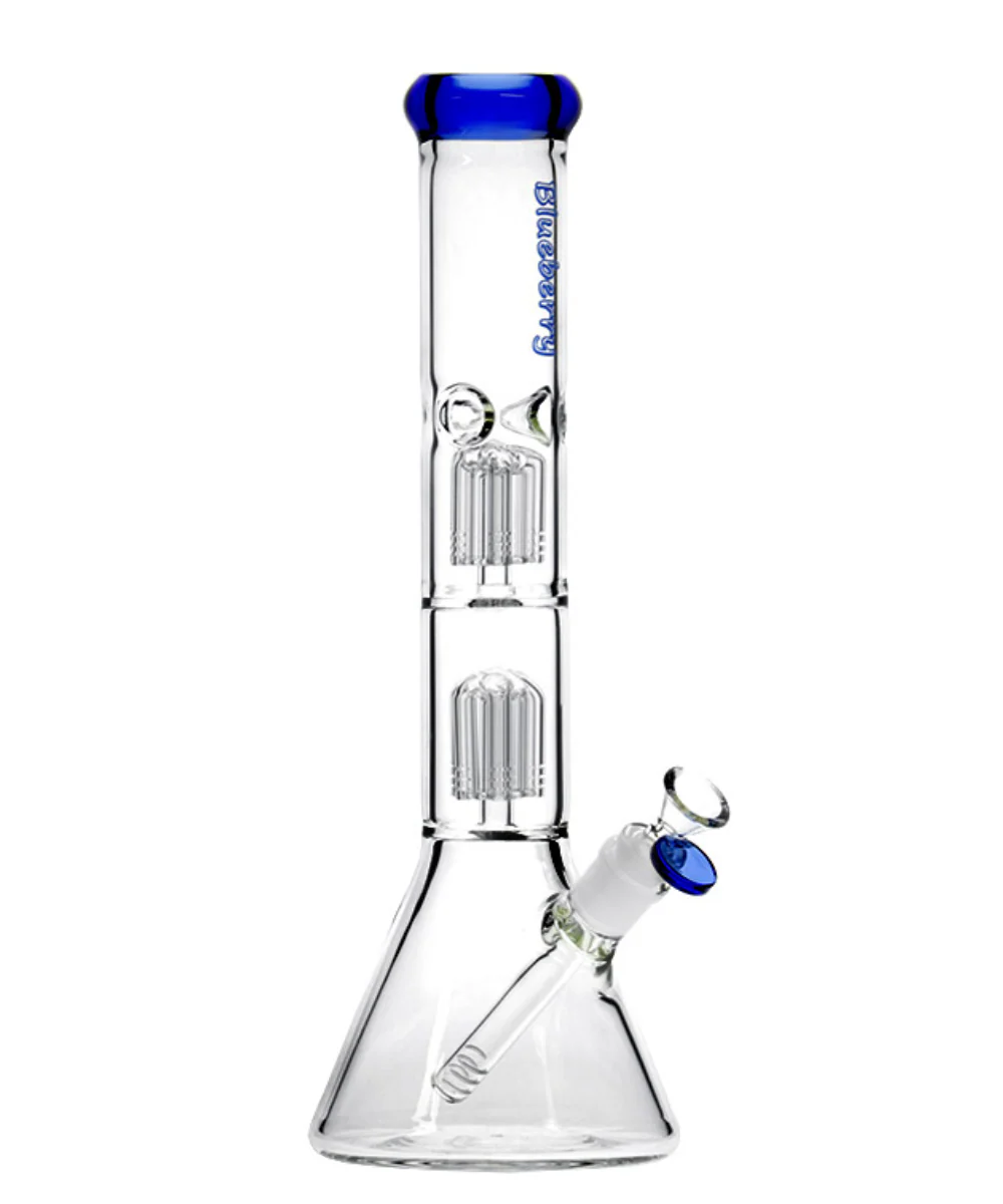 Blueberry 15" Double Tree Perc Glass Bong - Image 3
