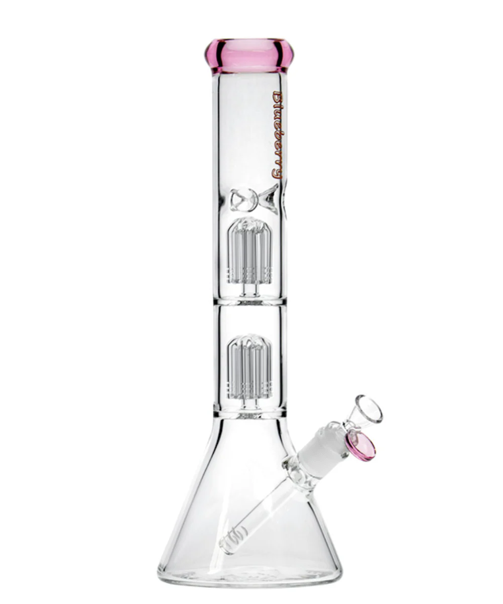 Blueberry 15" Double Tree Perc Glass Bong - Image 4