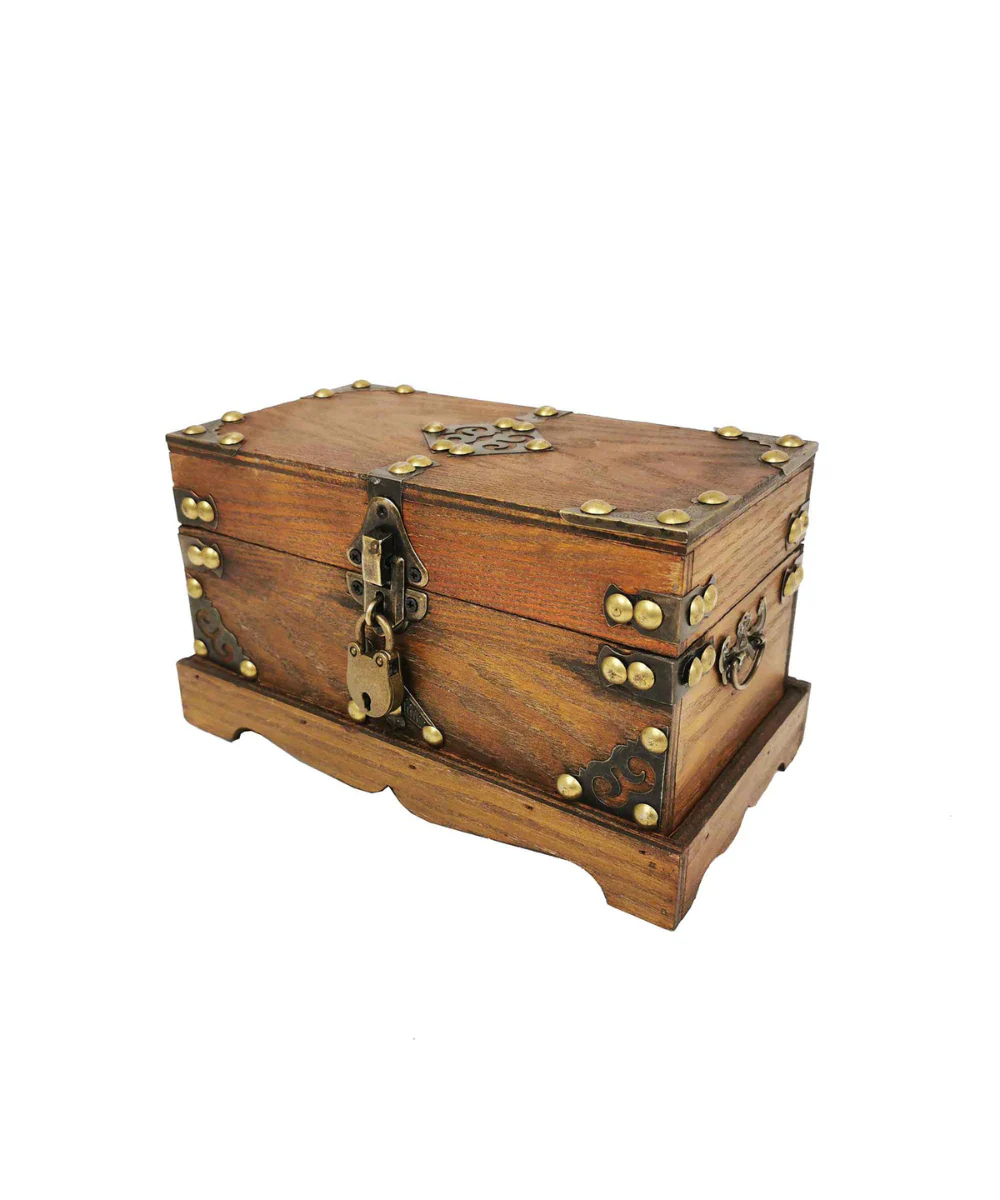 Brown Treasure Box With Lock & Key - Image 3