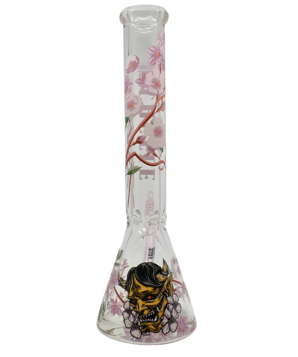 Castle Glassworks Cherry Blossom Glass Beaker Bong - Image 2