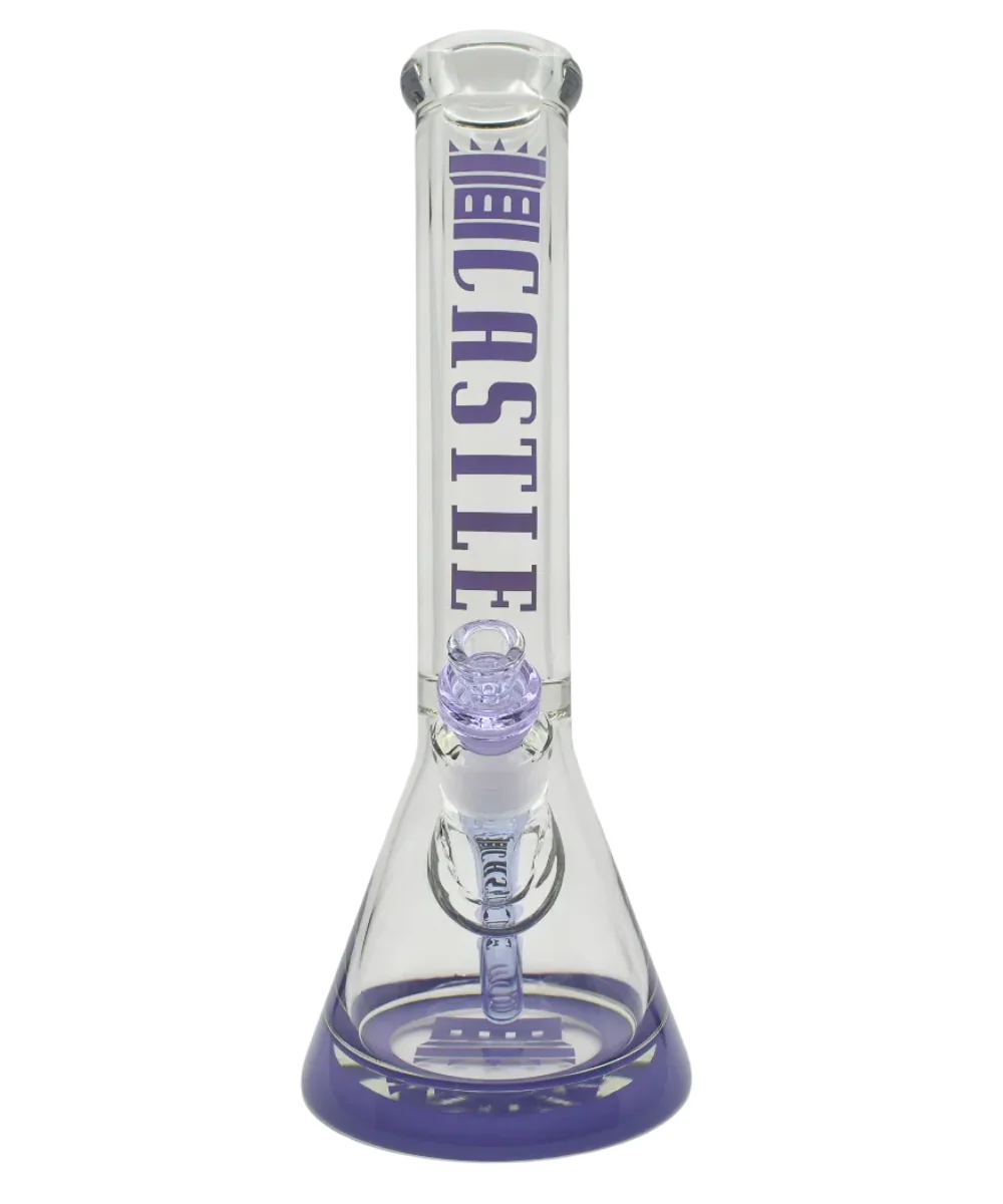 Castle Glassworks Coloured Logo Glass Beaker Bong - Image 2