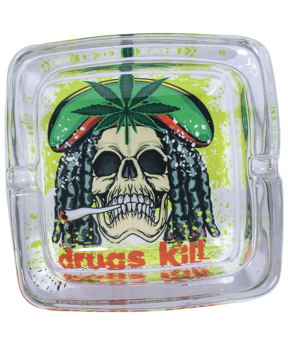 Fujima Skull Rebel Square Glass Ashtray - Image 2