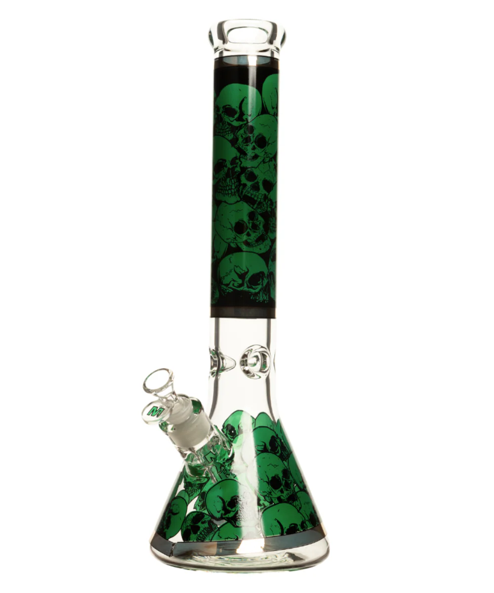 Marley Glass 16" Skull Decal Beaker Bong - Image 3