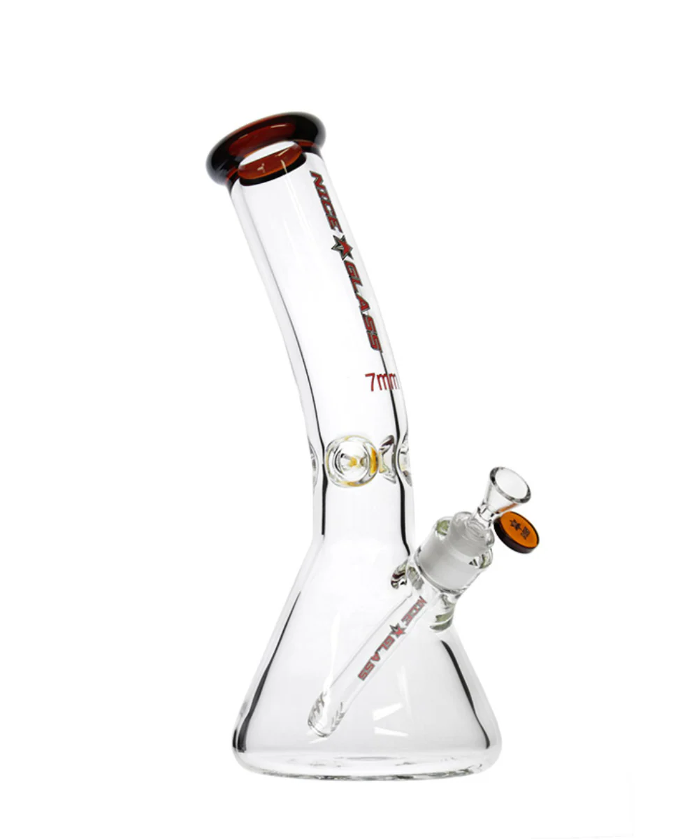 Nice Glass 12" 7mm Thick Bent Neck Beaker Bong - Image 4