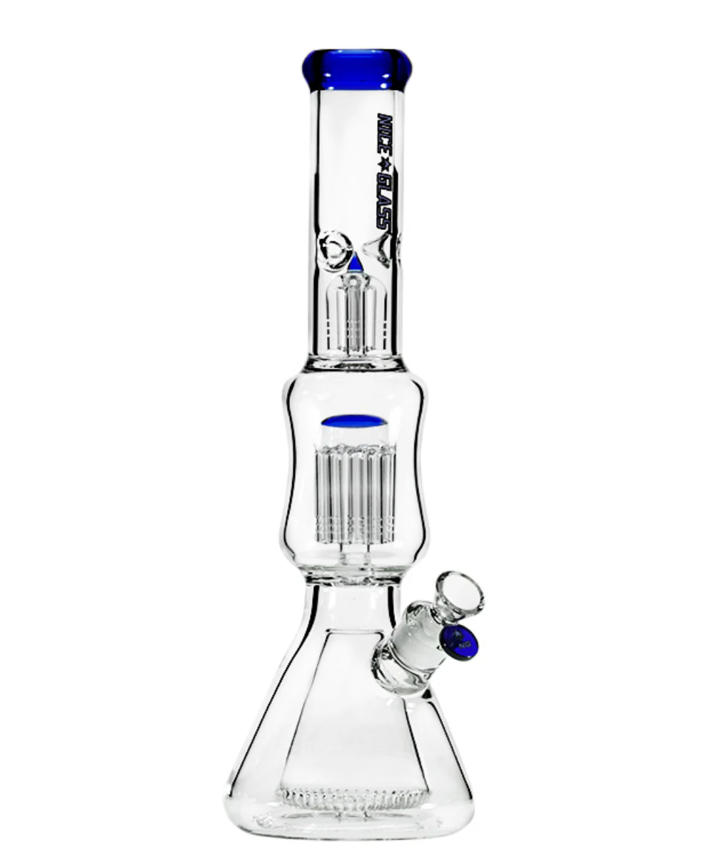 Nice Glass 17" Cone Double Tree Perc Beaker Bong - Image 2
