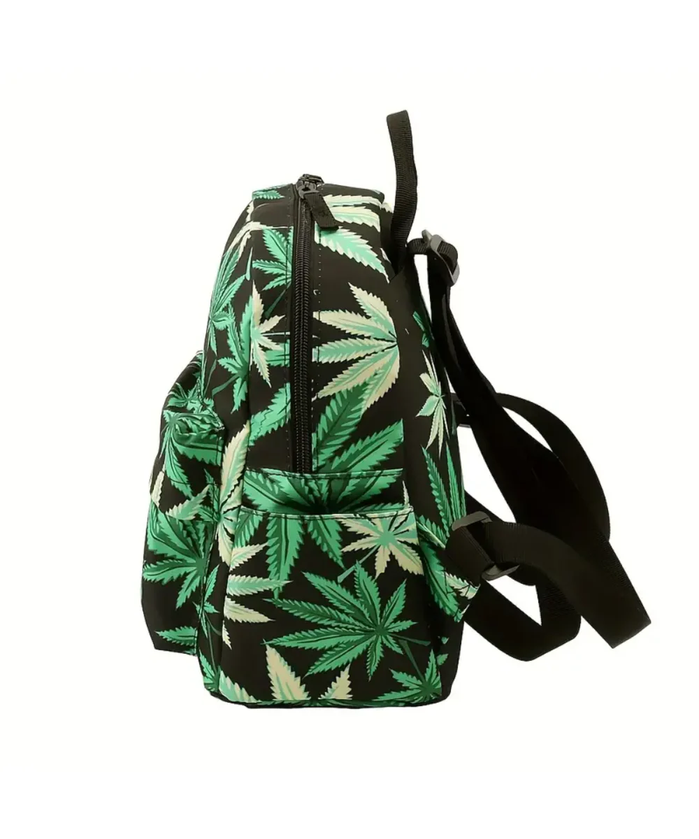 Pot Leaf Pattern Mini Backpack - Image 2
