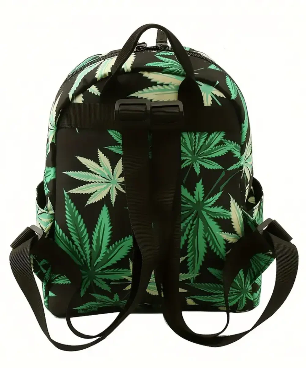Pot Leaf Pattern Mini Backpack - Image 3