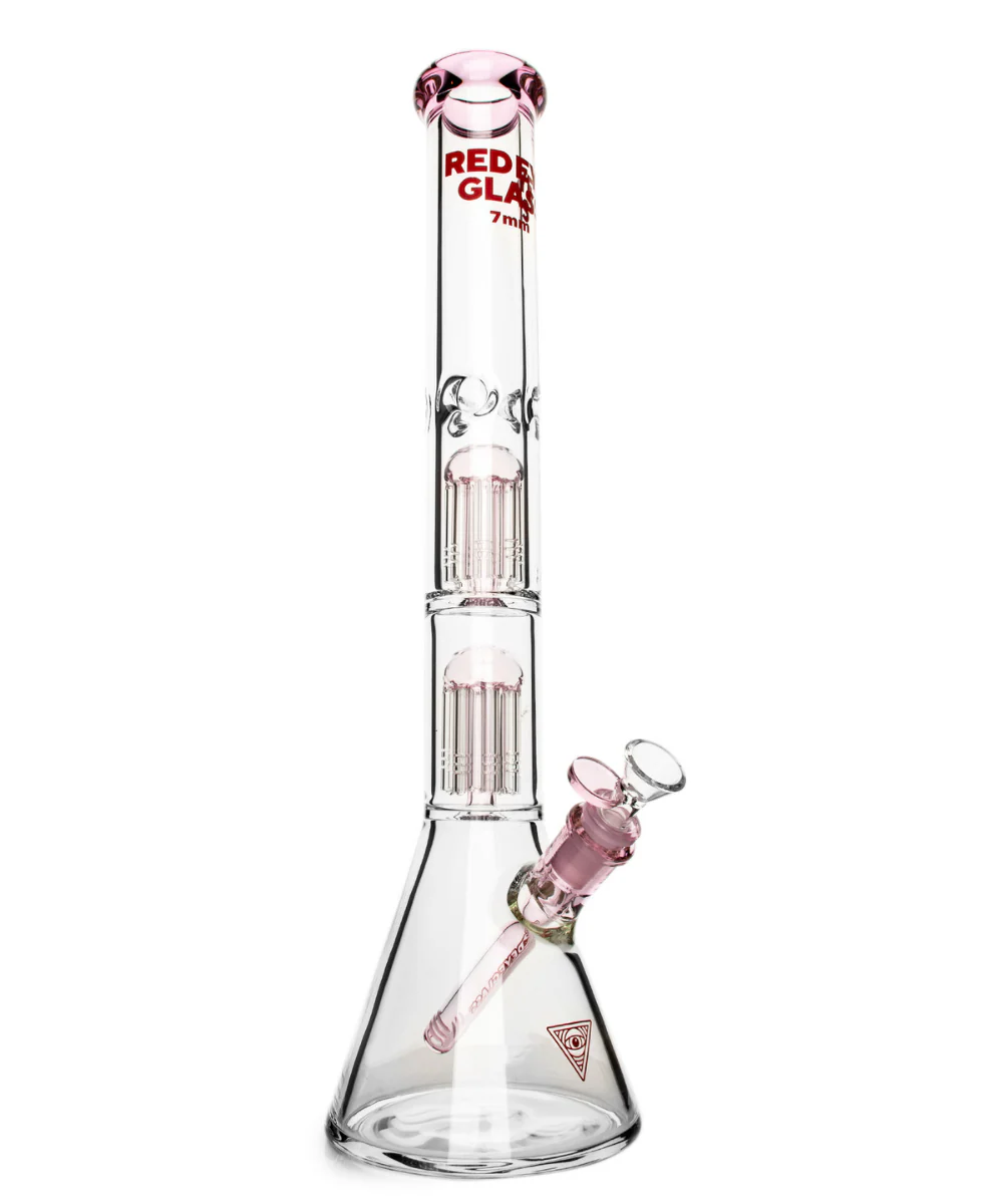Red Eye Glass 18" 7mm Double Tree Perc Glass Bong - Image 2