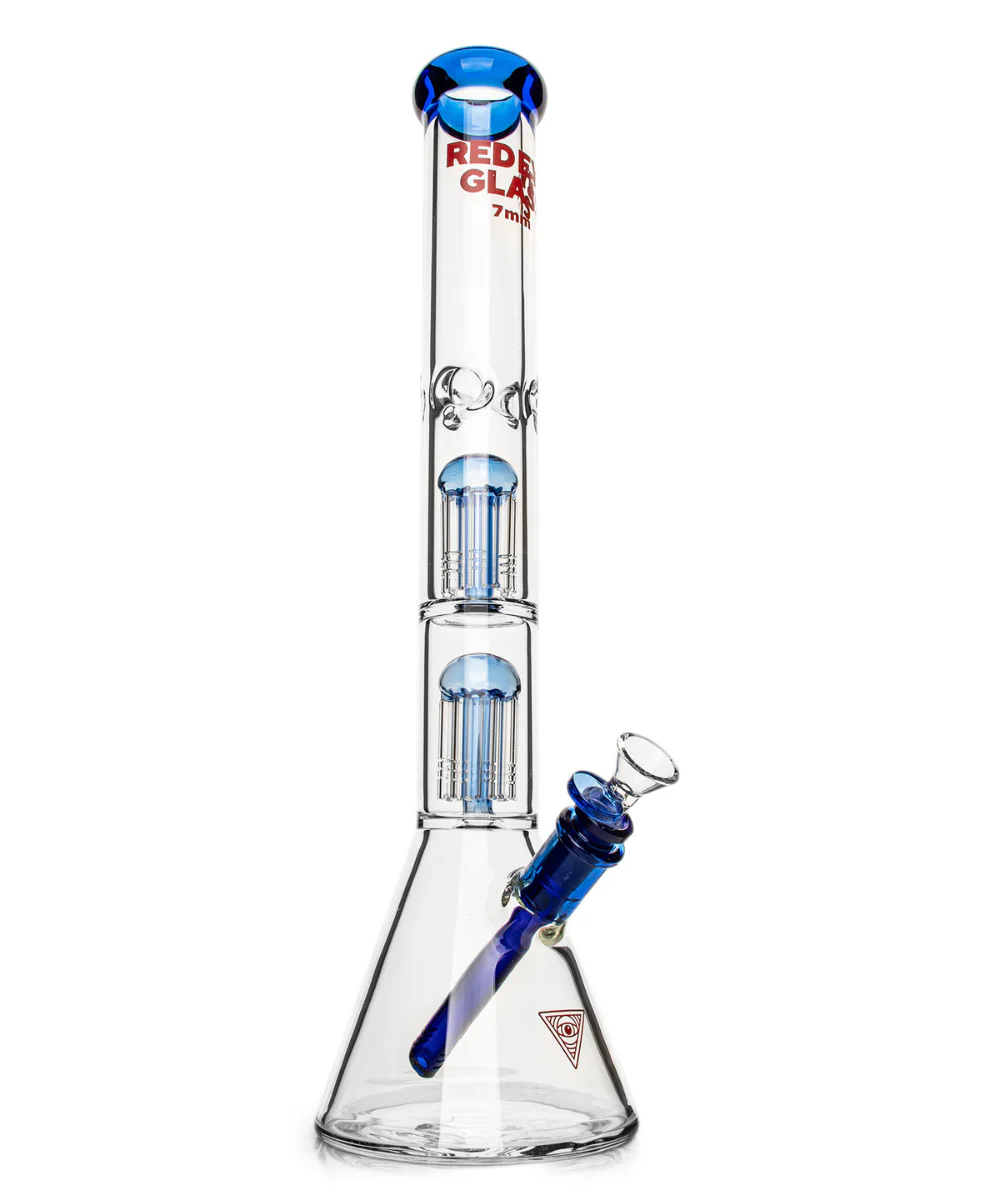 Red Eye Glass 18" 7mm Double Tree Perc Glass Bong - Image 3