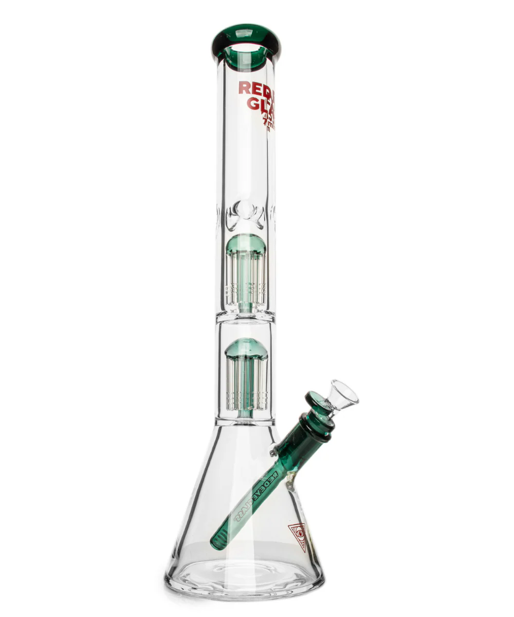 Red Eye Glass 18" 7mm Double Tree Perc Glass Bong - Image 4