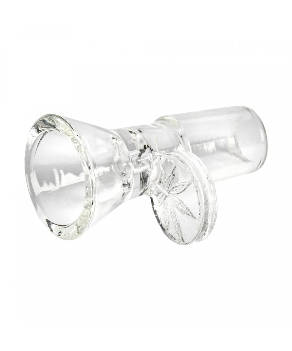 Red Eye Glass 19mm Leaf Stamped Bong Bowl - Image 2