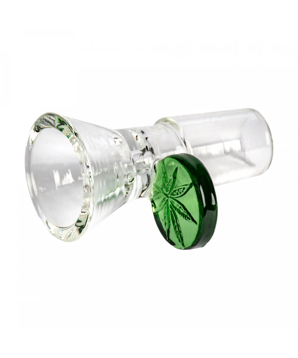 Red Eye Glass 19mm Leaf Stamped Bong Bowl - Image 3