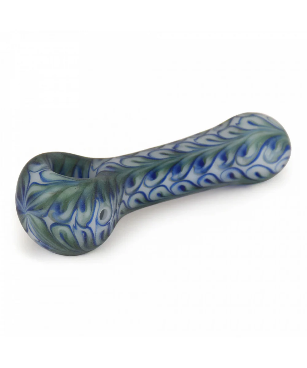 Red Eye Glass Frosted Paisley Glass Pipe - Image 3