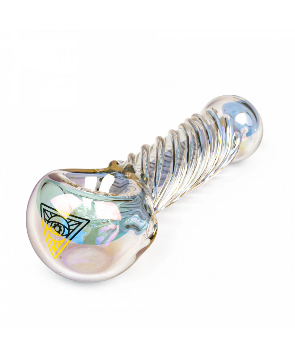 Red Eye Glass Metallic Twister Hand Pipe - Image 2