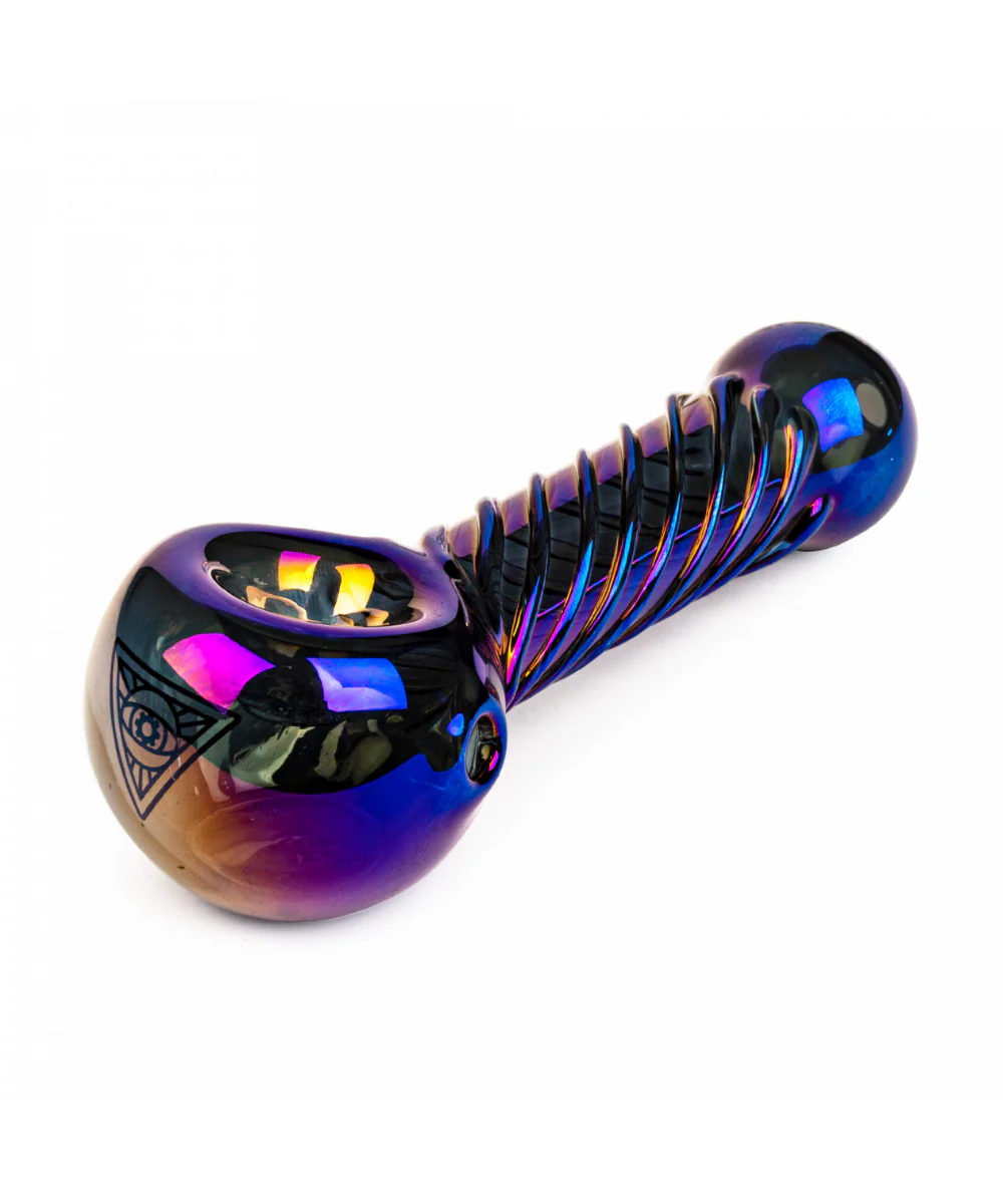 Red Eye Glass Metallic Twister Hand Pipe - Image 3