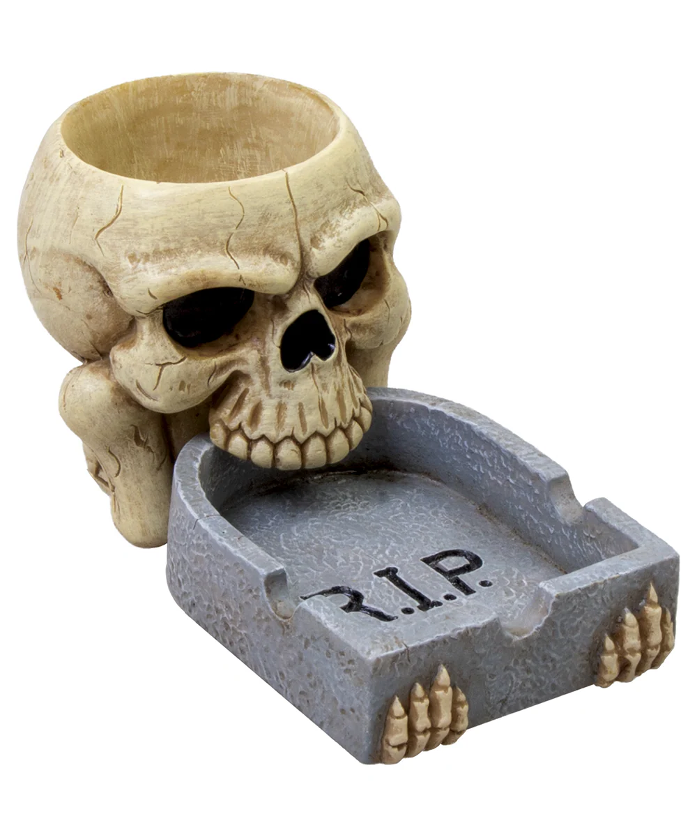 Skull RIP Polyresin Ashtray - Image 2