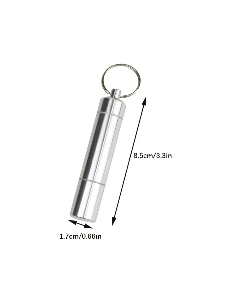 Stainless Steel Cylinder Storage Tube With Keychain - Image 2