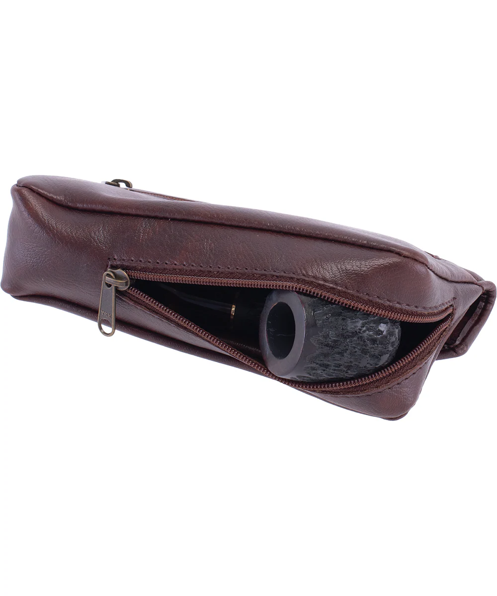 Vegan Brown Leather Tobacco & Pipe Pouch - Image 3